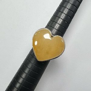 Yellow Lace Agate 925 💛 Heart Ring size 9.25